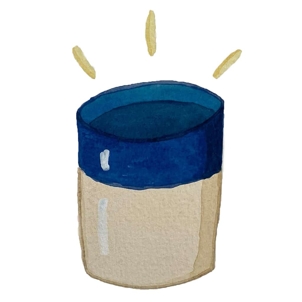 Illustration aquarelle d’une bougie artisanale en contenant, Maison Nimbe